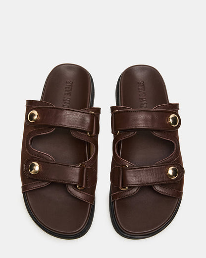Steve Madden ATHENS Brown Mesh Slide Footbed Flatform Women's Sandal
