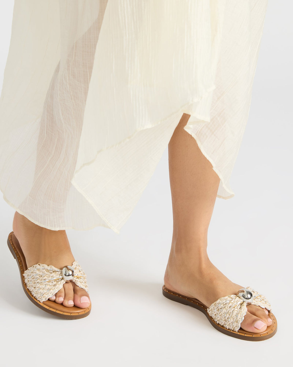 Steve Madden DIPSY Metallic Multi Slide Rounded Toe Women's Sandal
