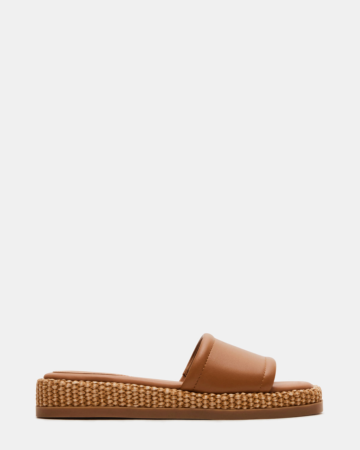 Steve Madden BOARDWALK Tan Leather Women's Raffia Slides