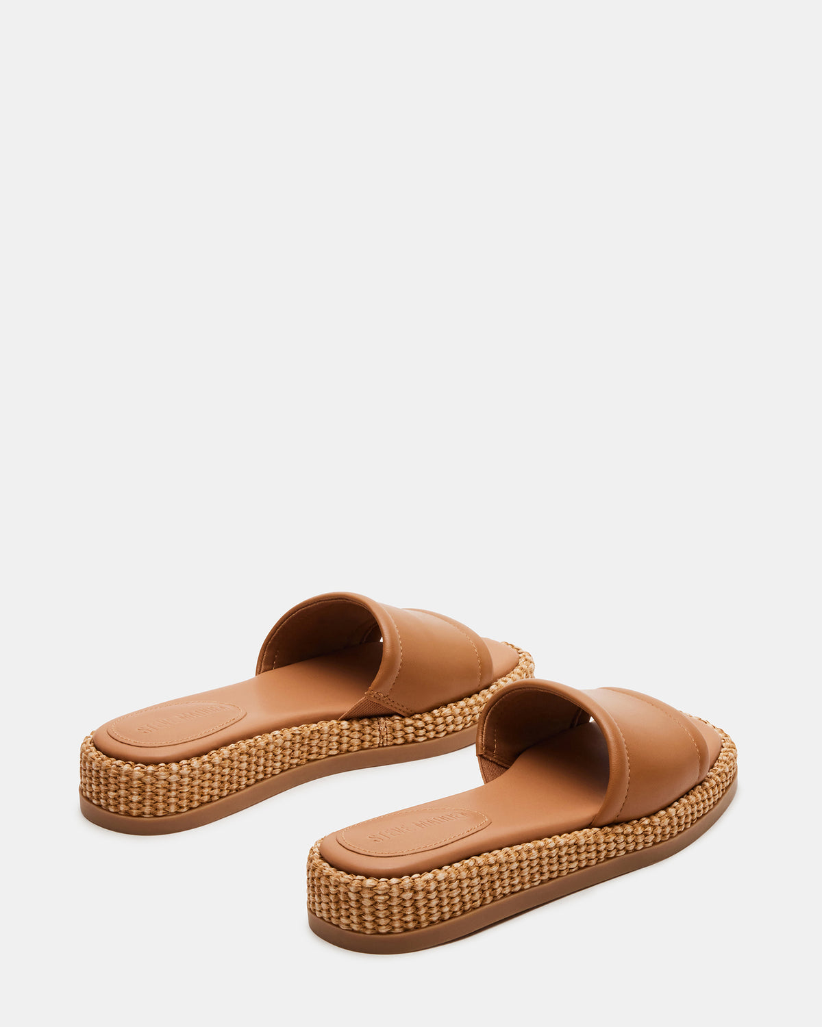 Steve Madden BOARDWALK Tan Leather Women's Raffia Slides