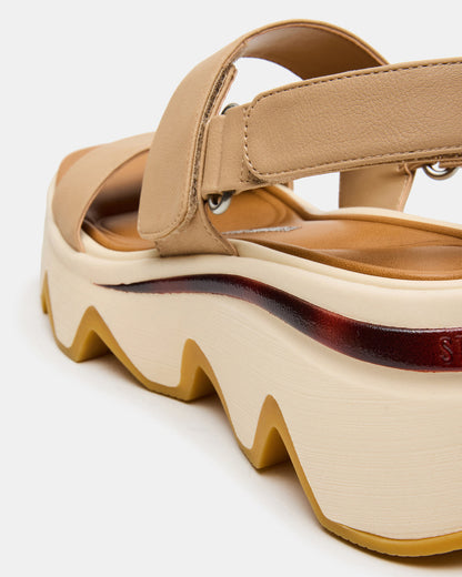 Steve Madden LOCHAN Natural Platform Flatform Strappy Women's Sandal