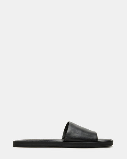 Steve Madden KAYA Black Leather Slide Sandal | Women's Sandals