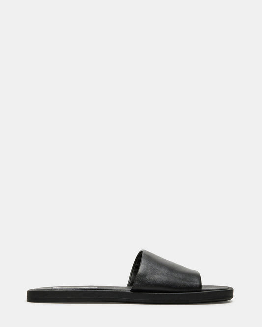 Steve Madden KAYA Black Leather Slide Sandal | Women's Sandals