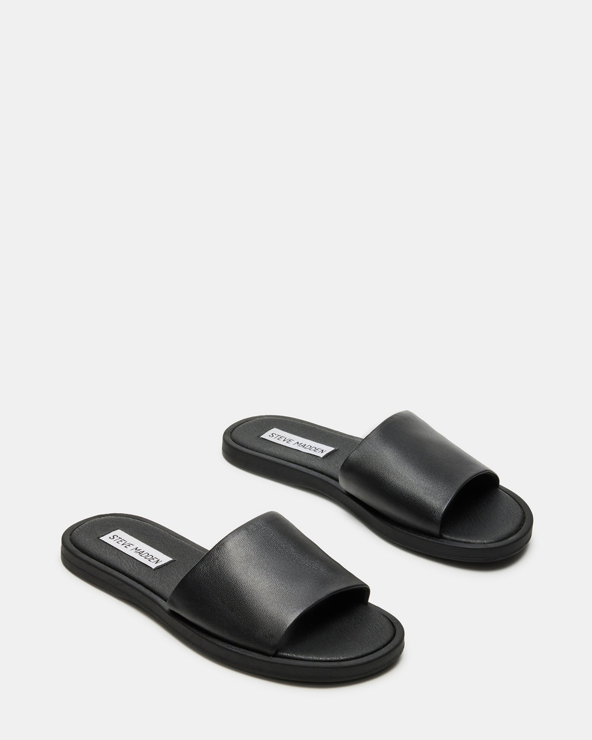 Steve Madden KAYA Black Leather Slide Sandal | Women's Sandals