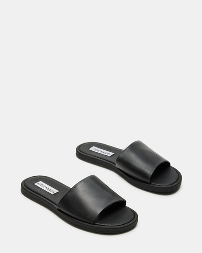 Steve Madden KAYA Black Leather Slide Sandal | Women's Sandals
