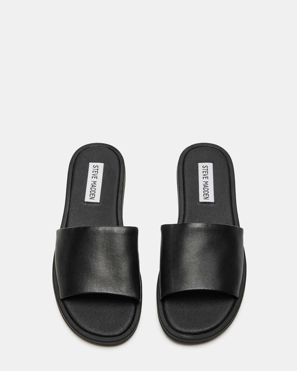 Steve Madden KAYA Black Leather Slide Sandal | Women's Sandals