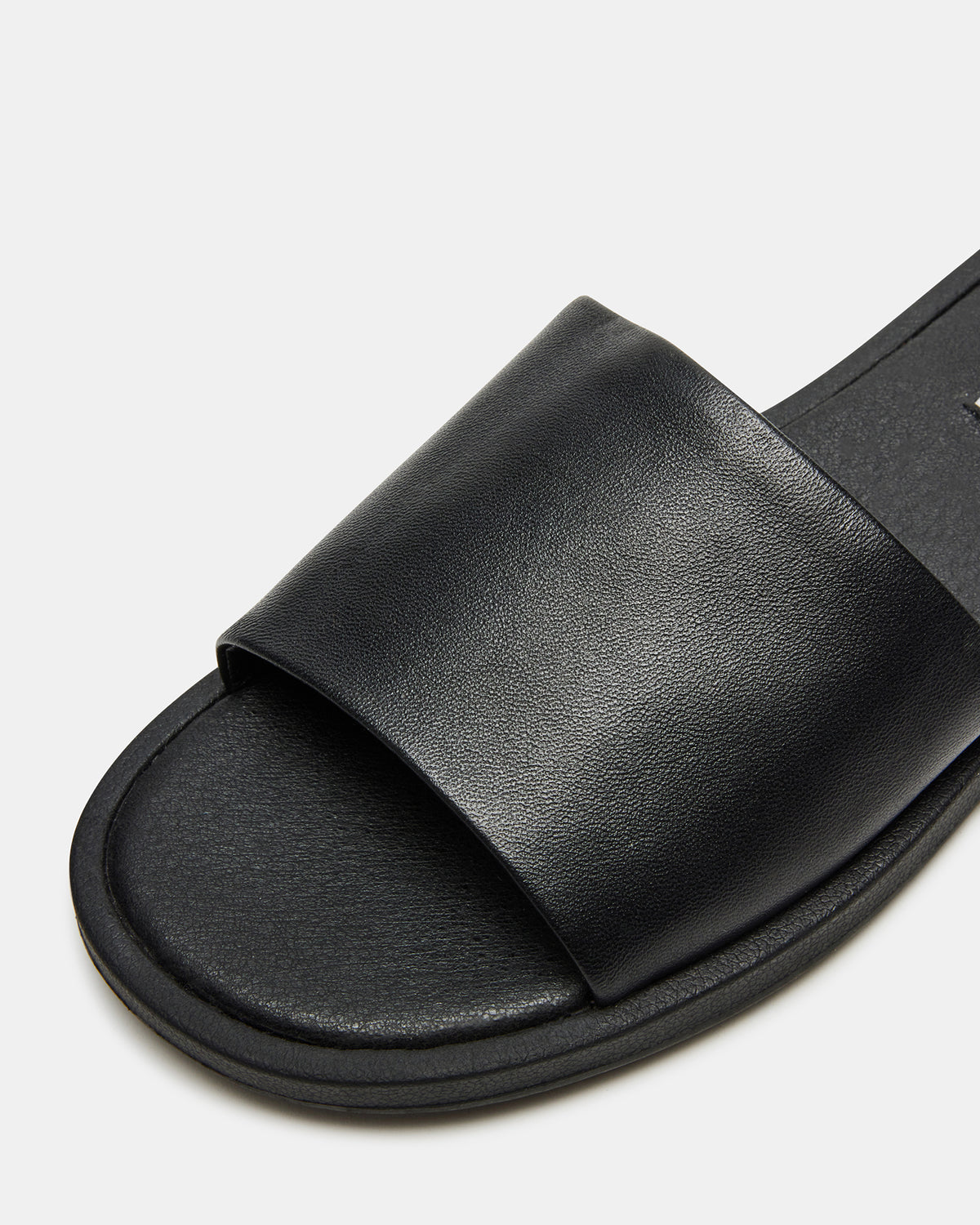 Steve Madden KAYA Black Leather Slide Sandal | Women's Sandals