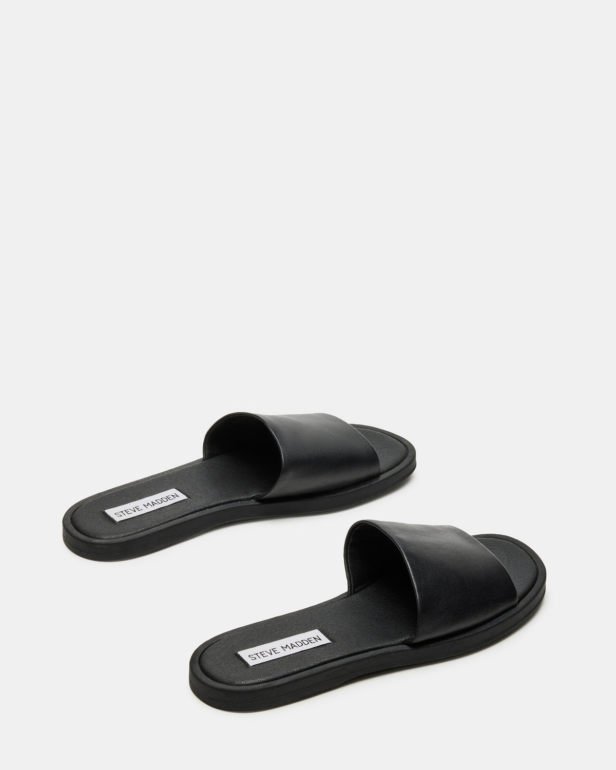 Steve Madden KAYA Black Leather Slide Sandal | Women's Sandals