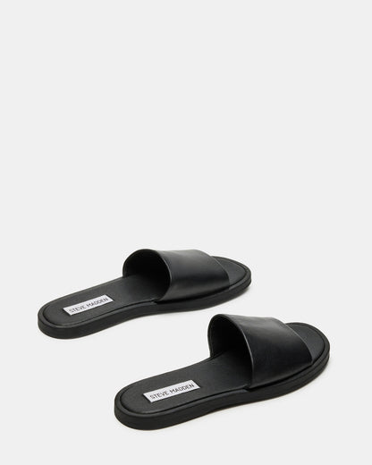 Steve Madden KAYA Black Leather Slide Sandal | Women's Sandals