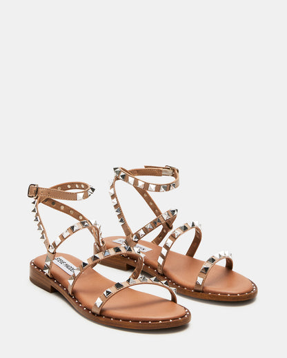 Steve Madden TRAVEL Tan Women's Studded Strappy Sandal