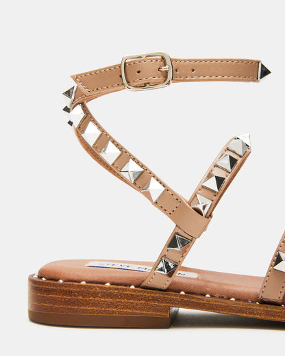 Steve Madden TRAVEL Tan Women's Studded Strappy Sandal
