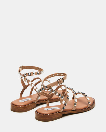 Steve Madden TRAVEL Tan Women's Studded Strappy Sandal