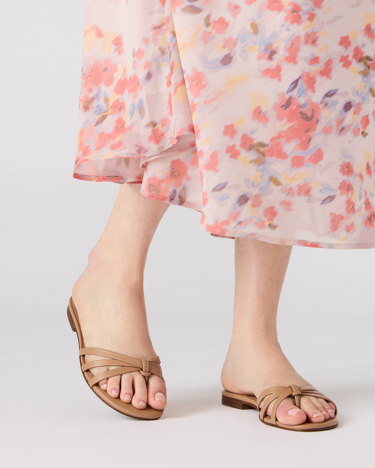 Steve Madden CALISSI Natural Leather Strappy Women's Slide Sandal