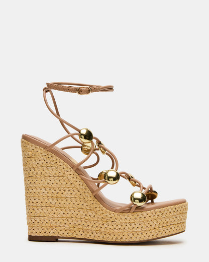Steve Madden OAKLIE Natural Platform Strappy Wedge Women's Sandal