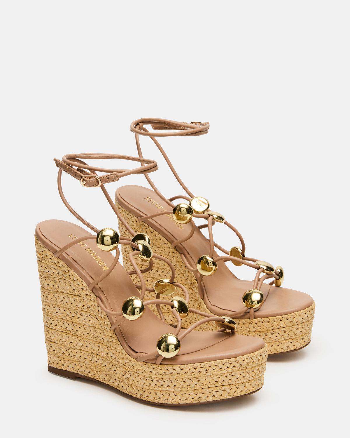 Steve Madden OAKLIE Natural Platform Strappy Wedge Women's Sandal