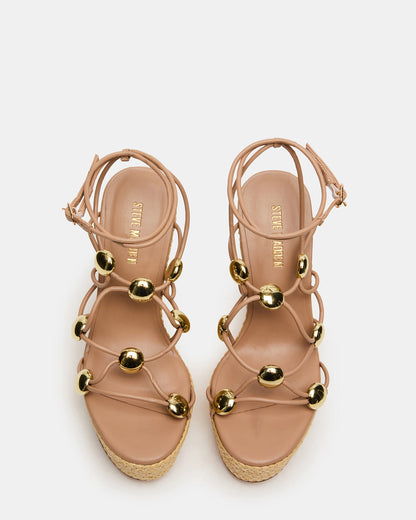 Steve Madden OAKLIE Natural Platform Strappy Wedge Women's Sandal