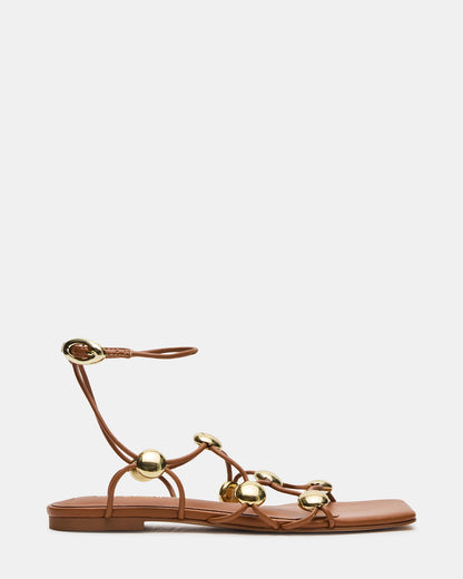 Steve Madden TIDES Cognac Strappy Square-Toe Women's Sandal