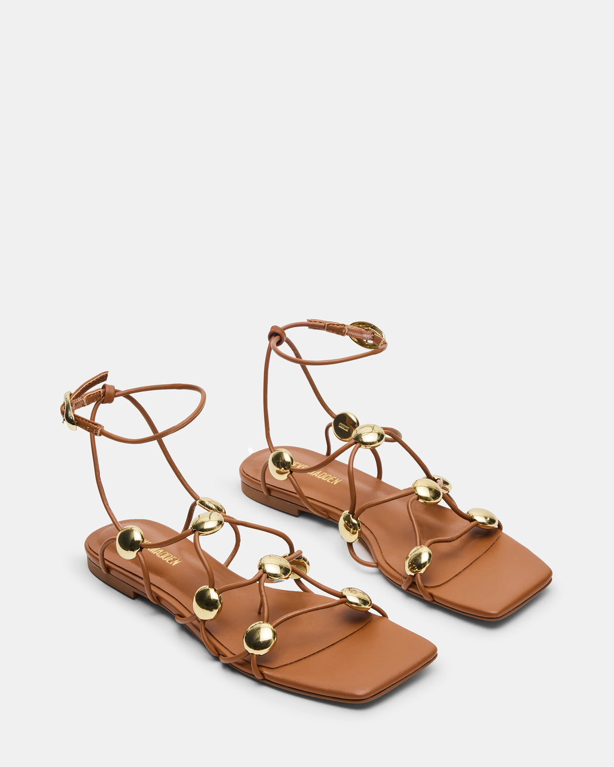 Steve Madden TIDES Cognac Strappy Square-Toe Women's Sandal