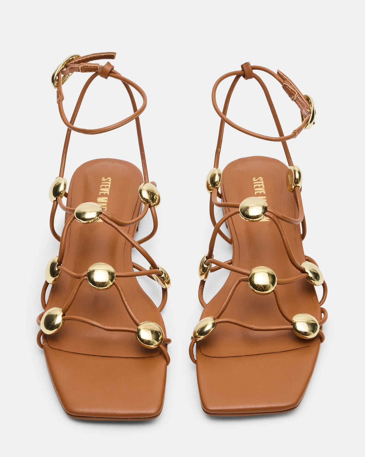 Steve Madden TIDES Cognac Strappy Square-Toe Women's Sandal