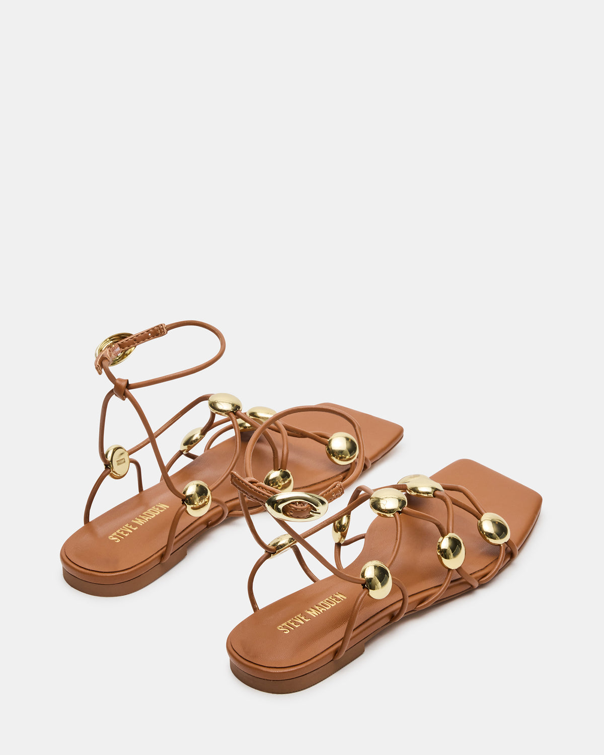 Steve Madden TIDES Cognac Strappy Square-Toe Women's Sandal
