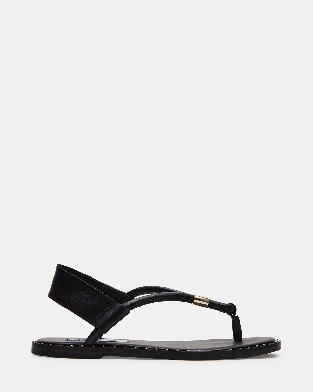 Steve Madden MEDUZA Black Leather Women's Studded Thong Sandal