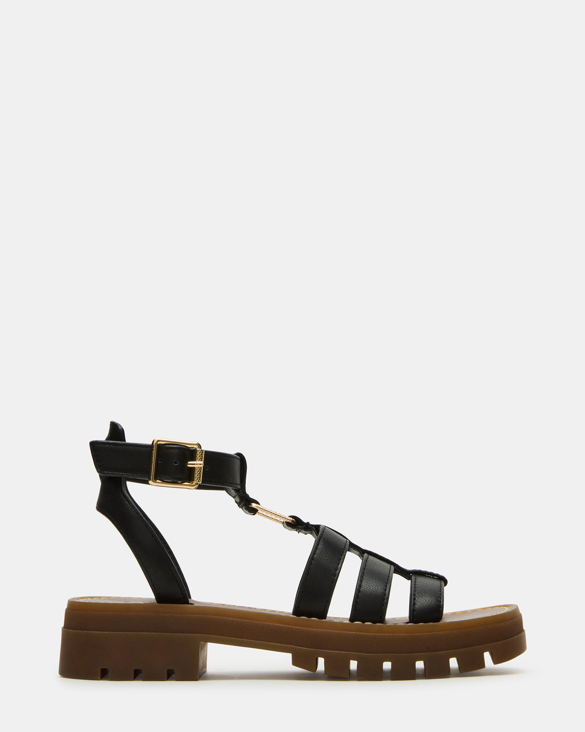 Steve Madden JARELLI Black Leather Strappy Platform Women's Sandal