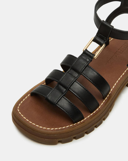 Steve Madden JARELLI Black Leather Strappy Platform Women's Sandal