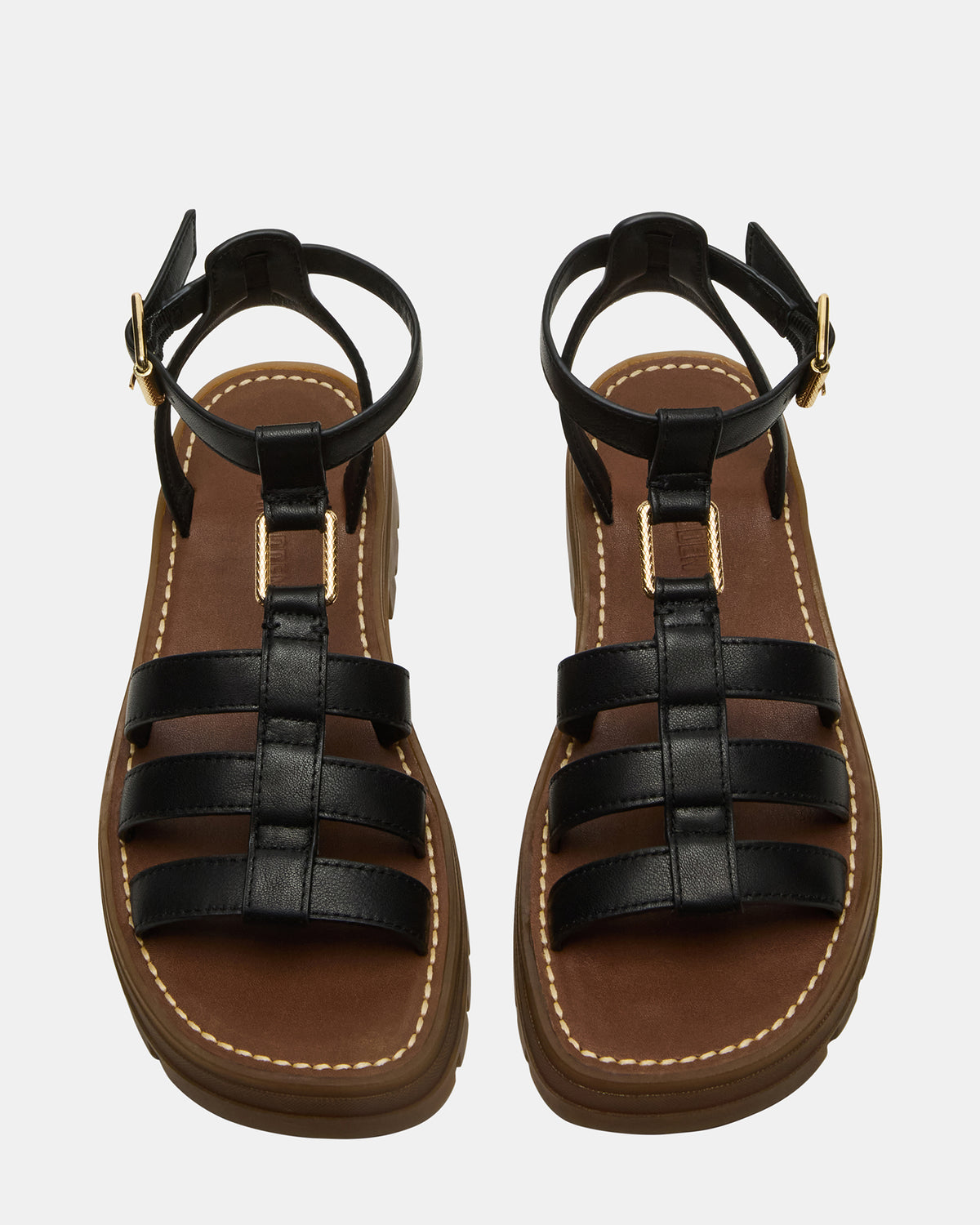Steve Madden JARELLI Black Leather Strappy Platform Women's Sandal