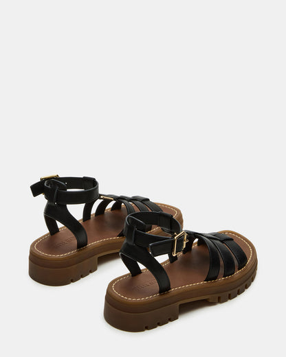 Steve Madden JARELLI Black Leather Strappy Platform Women's Sandal