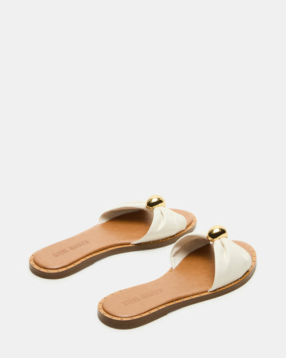 Steve Madden DIPSY White Leather Slide Rounded Toe Women's Sandal