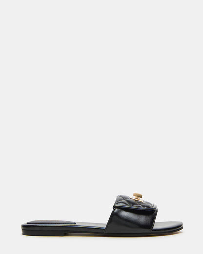 Steve Madden MORELAND Black Quilted Slide Women's Sandal