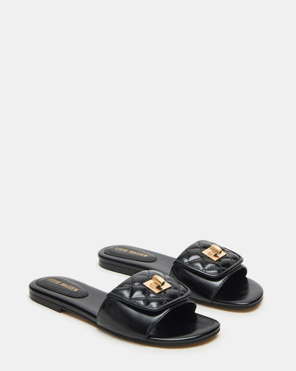 Steve Madden MORELAND Black Quilted Slide Women's Sandal