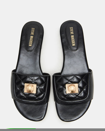 Steve Madden MORELAND Black Quilted Slide Women's Sandal