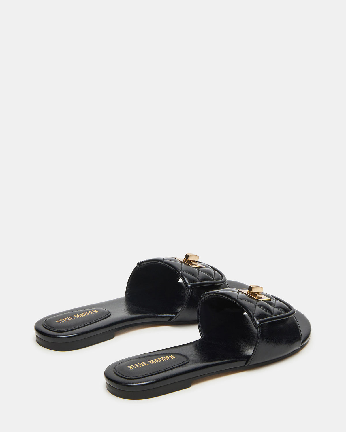 Steve Madden MORELAND Black Quilted Slide Women's Sandal