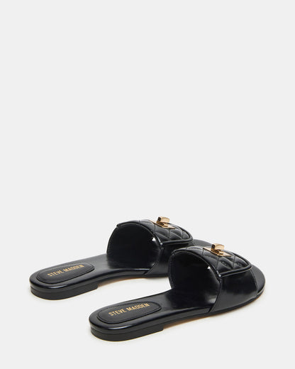 Steve Madden MORELAND Black Quilted Slide Women's Sandal