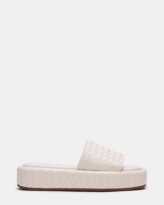 Steve Madden BEACHY Quilted Bone Platform Slide Women's Sandal