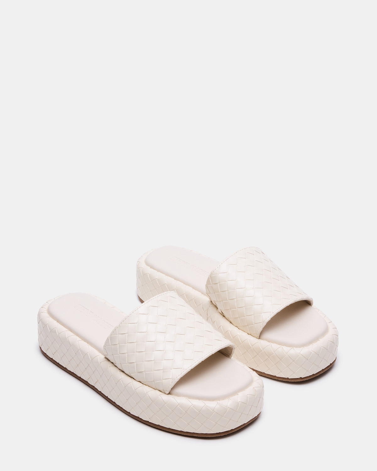 Steve Madden BEACHY Quilted Bone Platform Slide Women's Sandal
