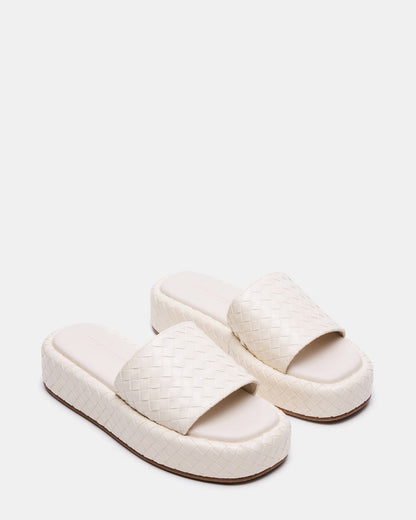 Steve Madden BEACHY Quilted Bone Platform Slide Women's Sandal