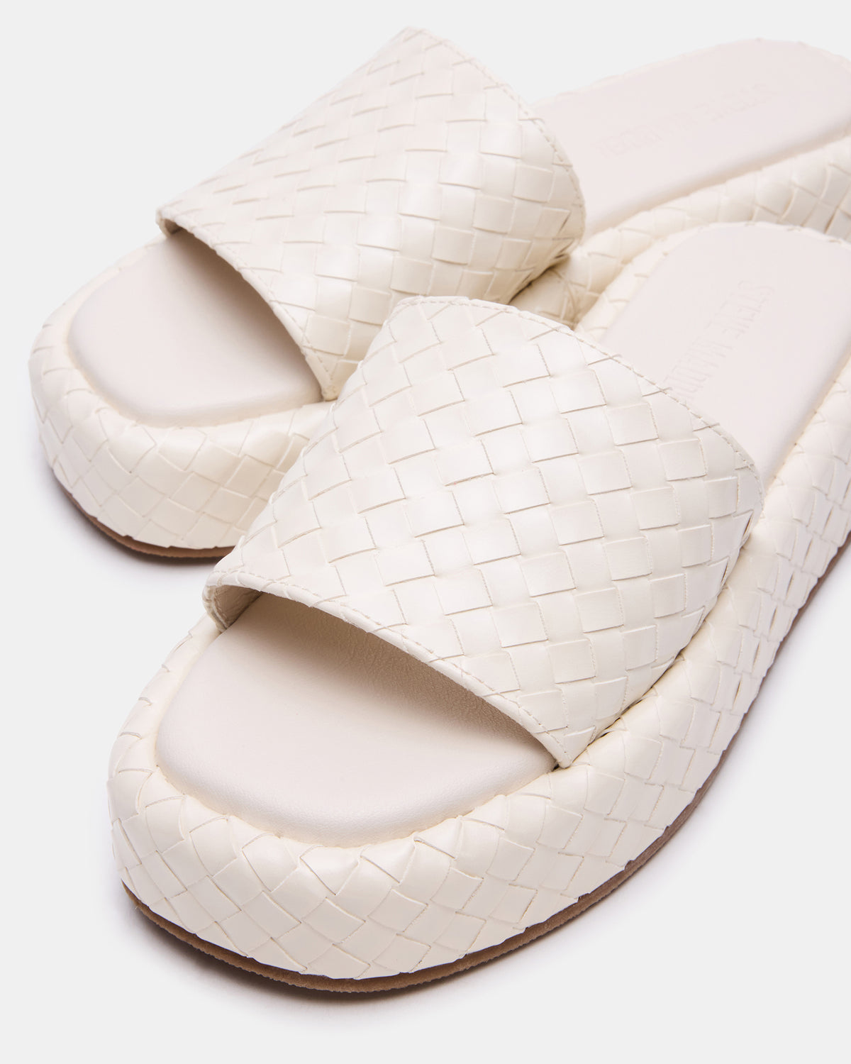 Steve Madden BEACHY Quilted Bone Platform Slide Women's Sandal