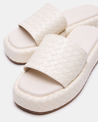 Steve Madden BEACHY Quilted Bone Platform Slide Women's Sandal