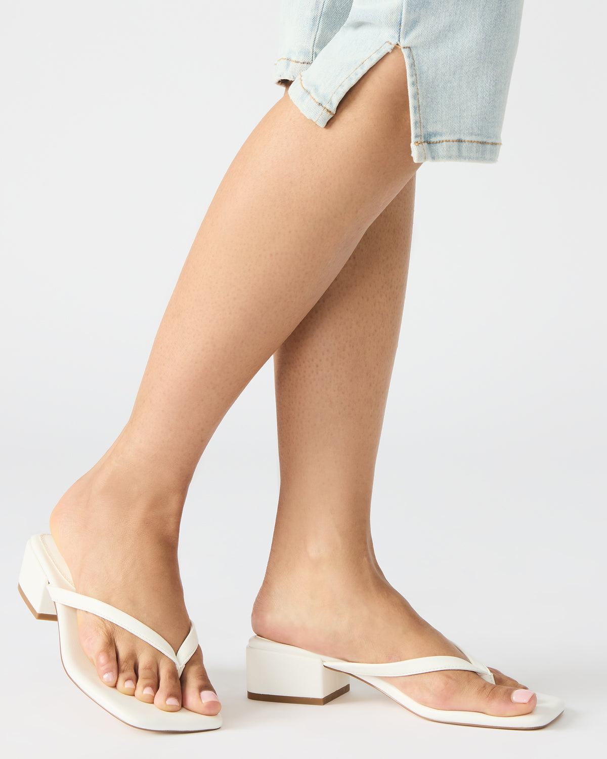 Steve Madden CARIBBEAN White Square-Toe Mule Thong Women's Sandal