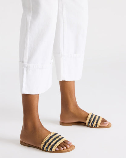 Steve Madden KOOPER Navy Multi Slide Sandal | Women's Sandals