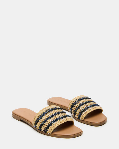 Steve Madden KOOPER Navy Multi Slide Sandal | Women's Sandals