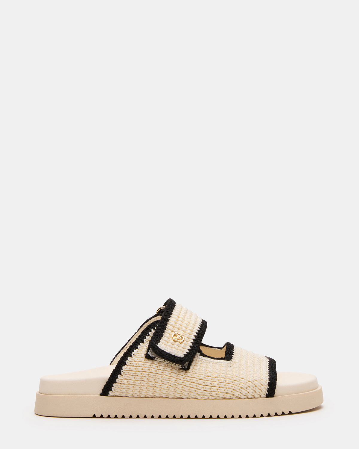 Steve Madden MAYSIE Cream Multi Woven Flatform Footbed Slide Women's Sandal