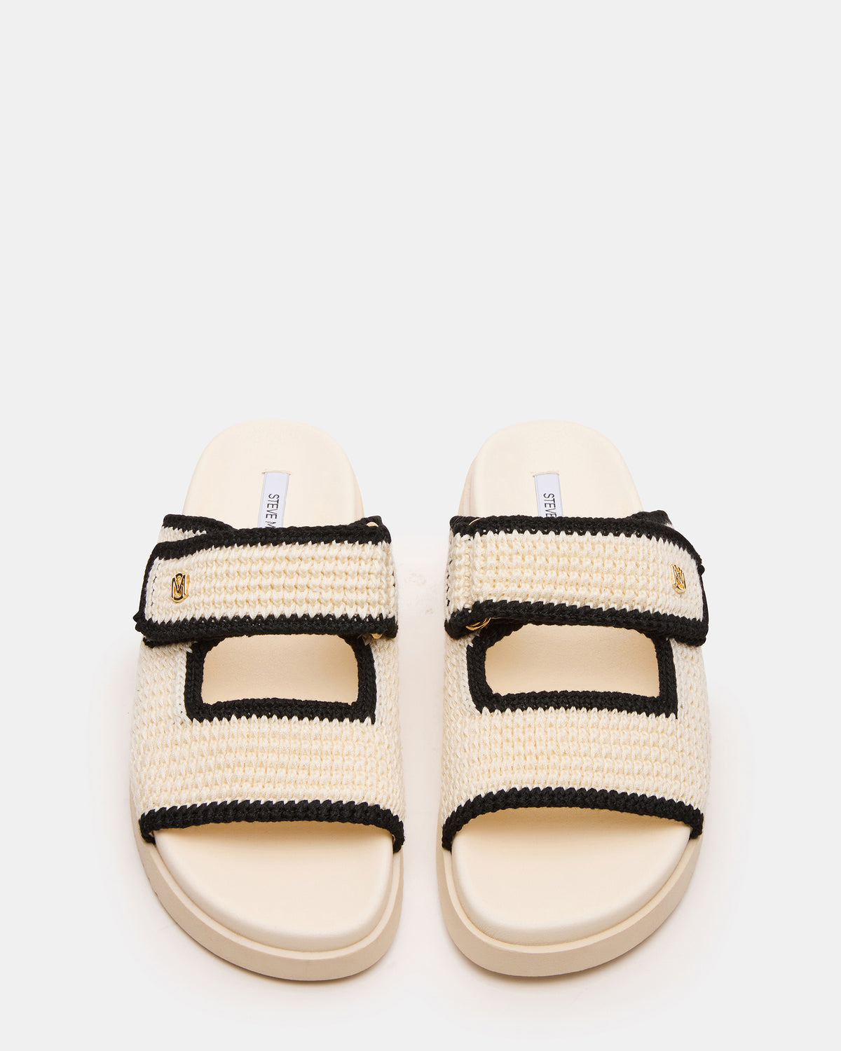 Steve Madden MAYSIE Cream Multi Woven Flatform Footbed Slide Women's Sandal