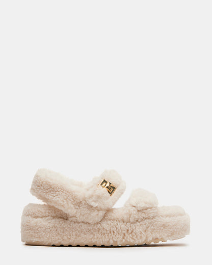 Steve Madden BIGMONA Fur Natural Women's Platform Sandal