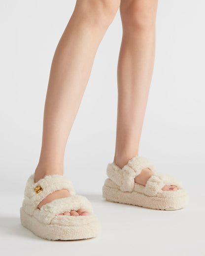 Steve Madden BIGMONA Fur Natural Women's Platform Sandal