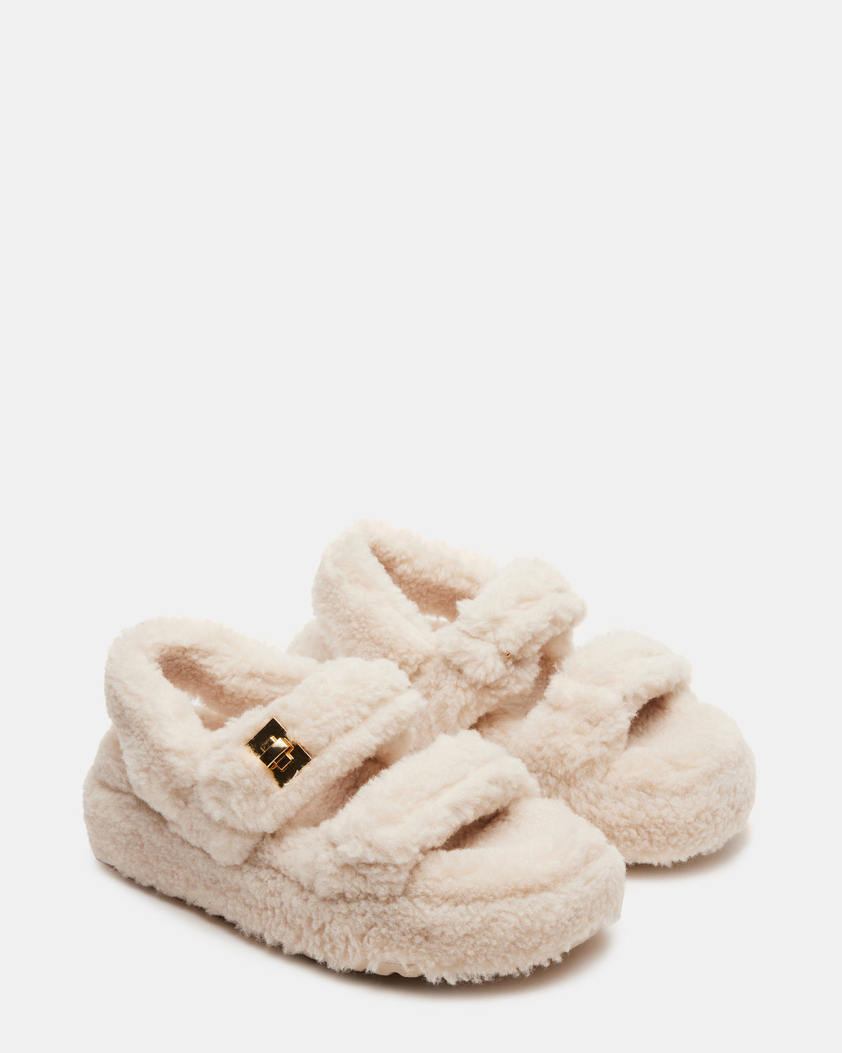 Steve Madden BIGMONA Fur Natural Women's Platform Sandal