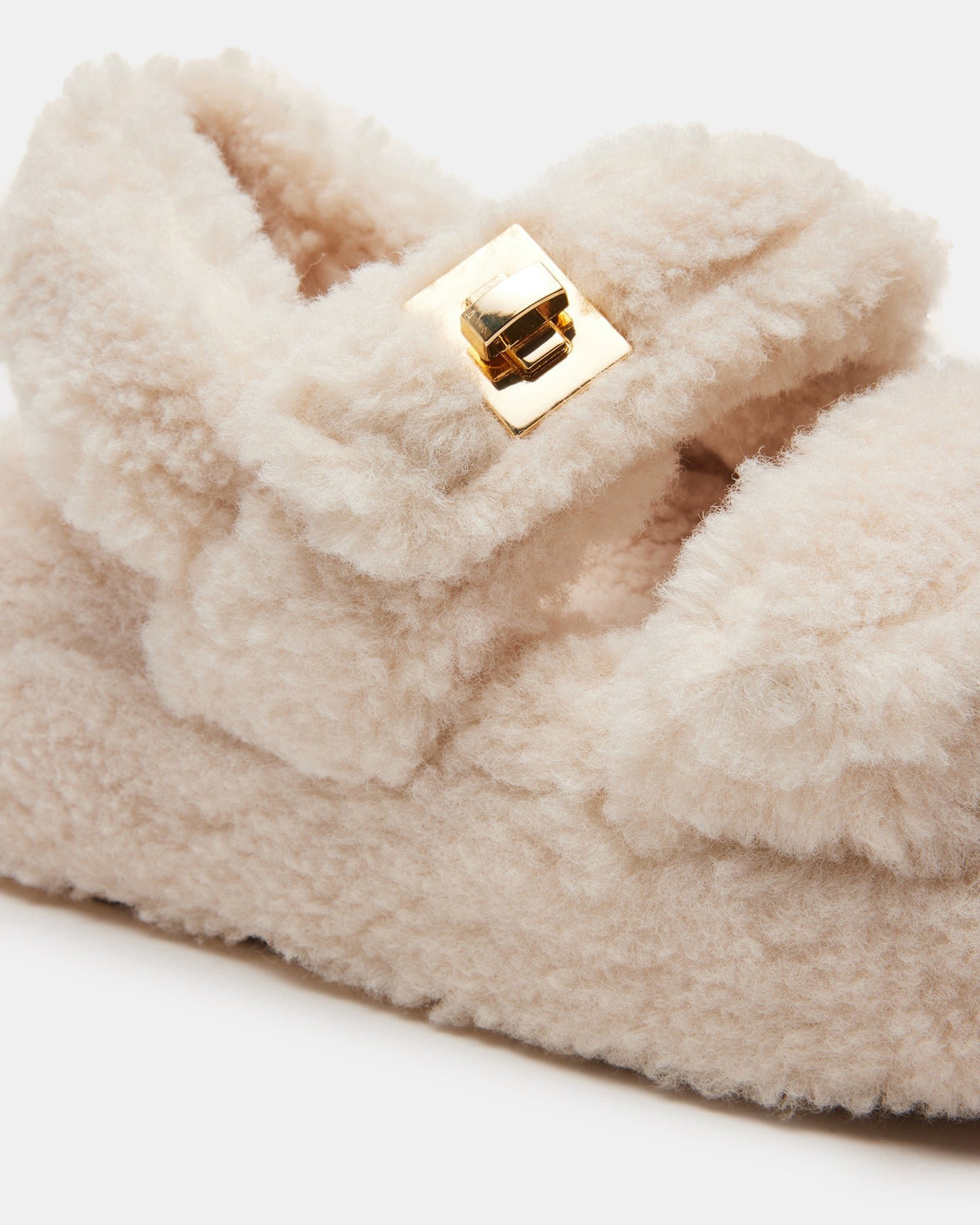 Steve Madden BIGMONA Fur Natural Women's Platform Sandal