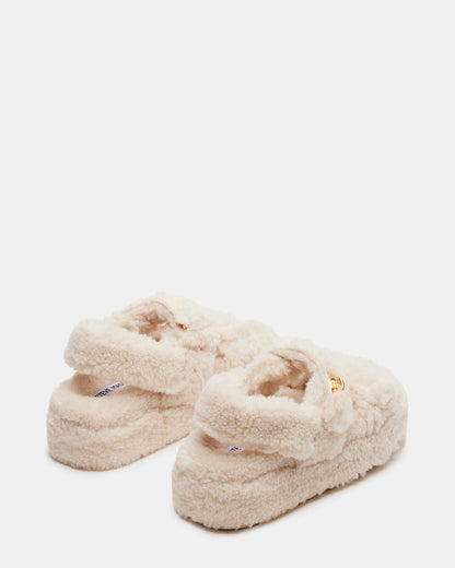 Steve Madden BIGMONA Fur Natural Women's Platform Sandal